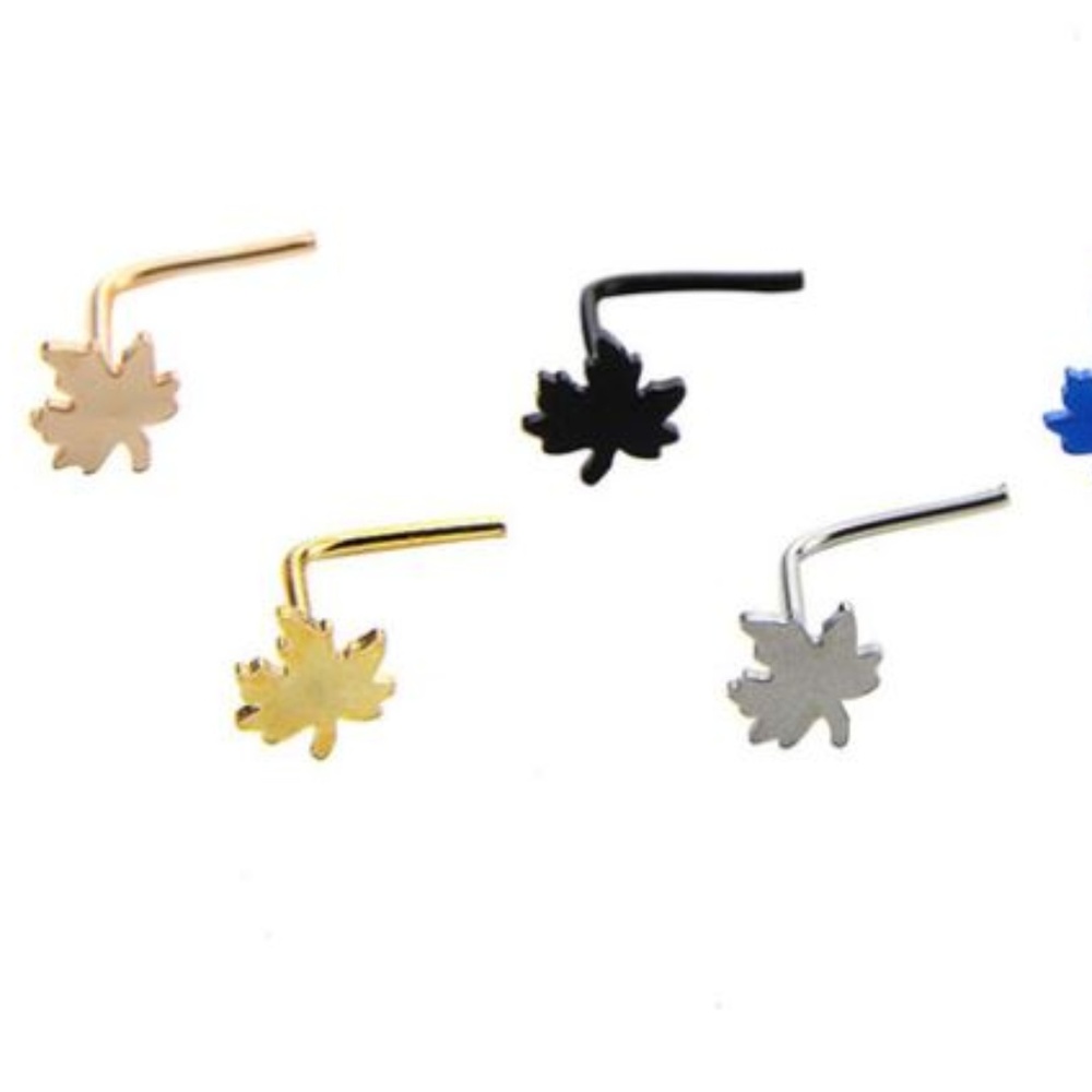 Lot of 6 Maple Leaf Nose Rings - Picture 2 of 5